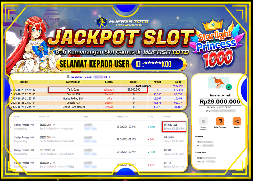 MUFASATOTO JACKPOT PRAGMATIC PLAY Rp.29.000.000|LUNAS